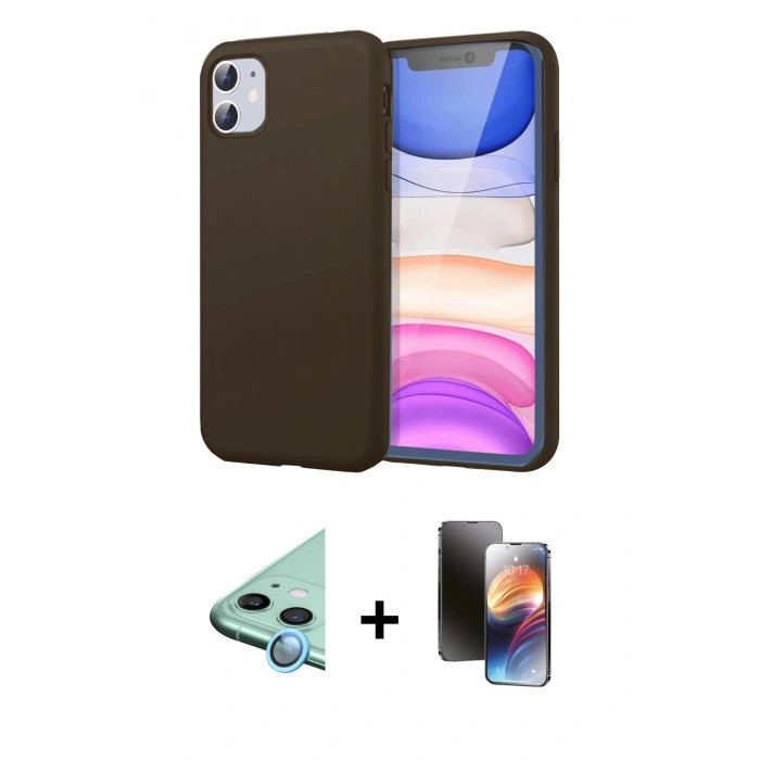 MARSİLYAN™- iPhone 11 Kılıf Kozmos Yansıma Özel Seri - Siyah 3D Antistatik Mat Seramik Nano Ekran Koruyucu + Raze Metal Kamera Lens - MI