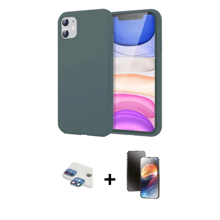 MARSİLYAN™- iPhone 11 Kılıf Kozmos Yansıma Özel Seri - Siyah 3D Antistatik Mat Seramik Nano Ekran Koruyucu + Pers Alüminyum Kamera Lens - GI