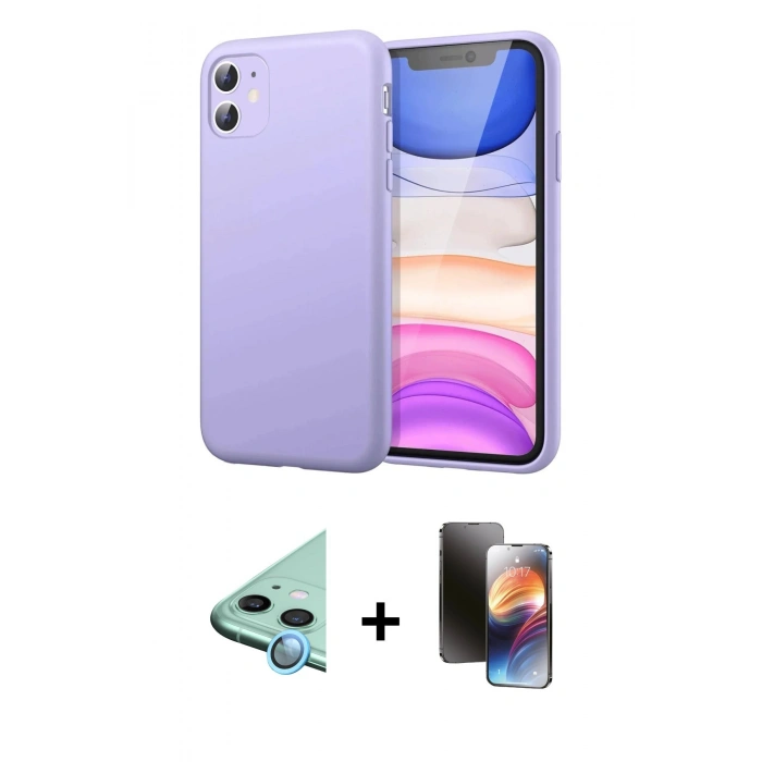 MARSİLYAN™- iPhone 11 Kılıf Kozmos Yansıma Özel Seri - Siyah 3D Antistatik Mat Seramik Nano Ekran Koruyucu + Raze Metal Kamera Lens - MI