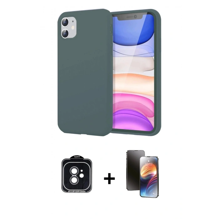 MARSİLYAN™- iPhone 11 Kılıf Kozmos Yansıma Özel Seri - Siyah 3D Antistatik Mat Seramik Nano Ekran Koruyucu + PVD Metal Kamera Lens - SH