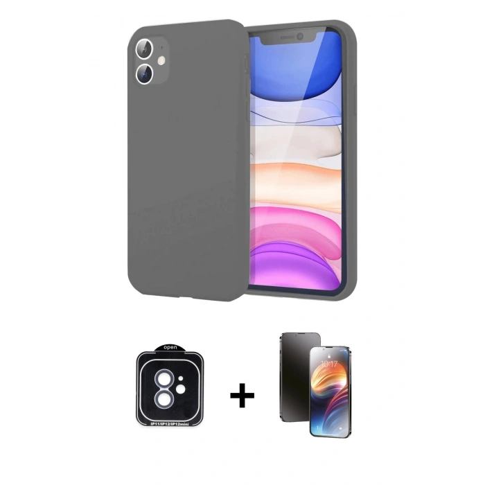 MARSİLYAN™- iPhone 11 Kılıf Kozmos Yansıma Özel Seri - Siyah 3D Antistatik Mat Seramik Nano Ekran Koruyucu + PVD Metal Kamera Lens - MI