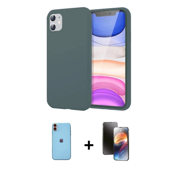MARSİLYAN™- iPhone 11 Kılıf Kozmos Yansıma Özel Seri - Siyah 3D Antistatik Mat Seramik Nano Ekran Koruyucu + Neon Fosforlu Kamera Lens - TU