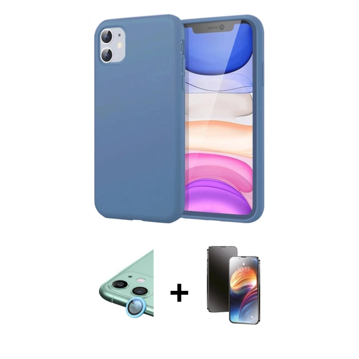MARSİLYAN™- iPhone 11 Kılıf Kozmos Yansıma Özel Seri - Siyah 3D Antistatik Mat Seramik Nano Ekran Koruyucu + Raze Metal Kamera Lens - MI