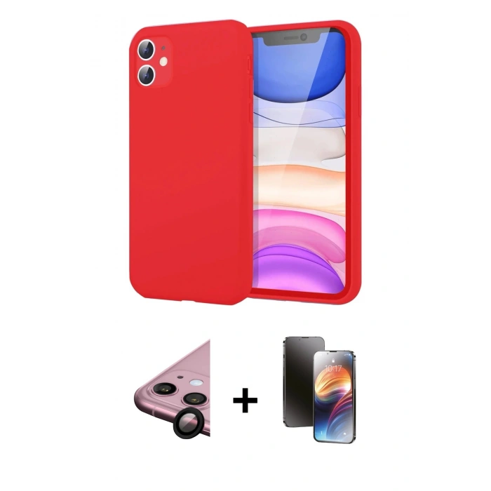 MARSİLYAN™- iPhone 11 Kılıf Kozmos Yansıma Özel Seri - Siyah 3D Antistatik Mat Seramik Nano Ekran Koruyucu + Raze Metal Kamera Lens - SH
