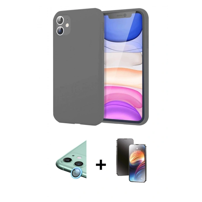MARSİLYAN™- iPhone 11 Kılıf Kozmos Yansıma Özel Seri - Siyah 3D Antistatik Mat Seramik Nano Ekran Koruyucu + Raze Metal Kamera Lens - MI