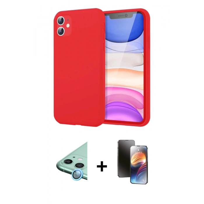 MARSİLYAN™- iPhone 11 Kılıf Kozmos Yansıma Özel Seri - Siyah 3D Antistatik Mat Seramik Nano Ekran Koruyucu + Raze Metal Kamera Lens - MI