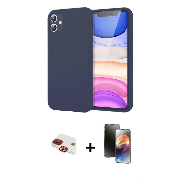 MARSİLYAN™- iPhone 11 Kılıf Kozmos Yansıma Özel Seri - Siyah 3D Antistatik Mat Seramik Nano Ekran Koruyucu + Pers Alüminyum Kamera Lens - KI