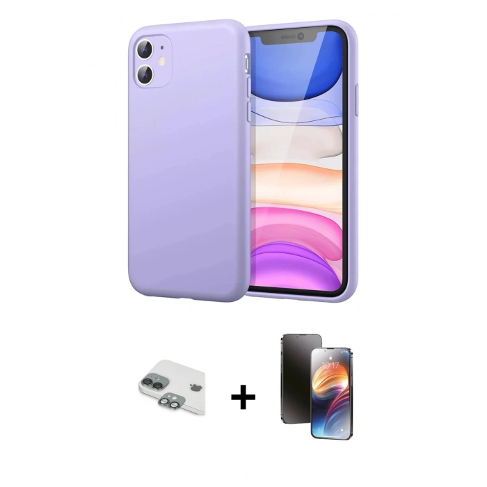 MARSİLYAN™- iPhone 11 Kılıf Kozmos Yansıma Özel Seri - Siyah 3D Antistatik Mat Seramik Nano Ekran Koruyucu + Pers Alüminyum Kamera Lens - YL