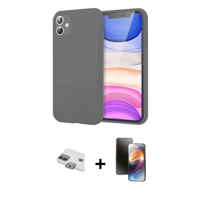 MARSİLYAN™- iPhone 11 Kılıf Kozmos Yansıma Özel Seri - Siyah 3D Antistatik Mat Seramik Nano Ekran Koruyucu + Pers Alüminyum Kamera Lens - YL