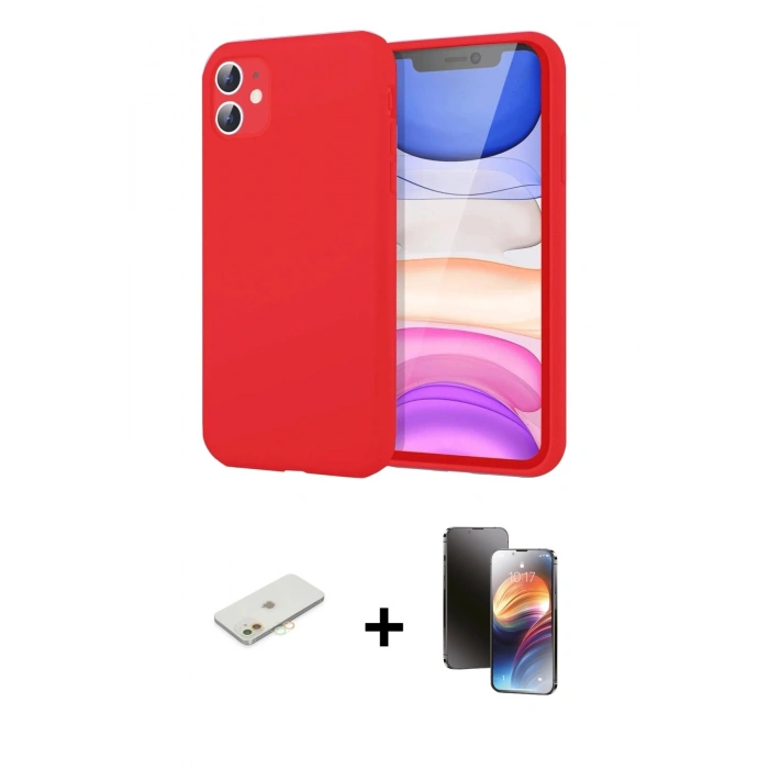 MARSİLYAN™- iPhone 11 Kılıf Kozmos Yansıma Özel Seri - Siyah 3D Antistatik Mat Seramik Nano Ekran Koruyucu + Renkli Kamera Lens Koruma Cam - TU