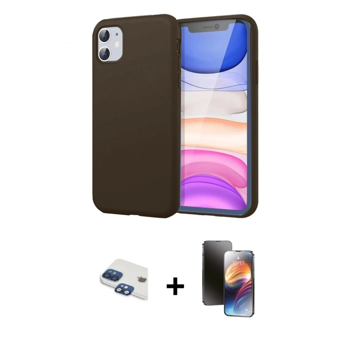 MARSİLYAN™- iPhone 11 Kılıf Kozmos Yansıma Özel Seri - Siyah 3D Antistatik Mat Seramik Nano Ekran Koruyucu + Pers Alüminyum Kamera Lens - LT