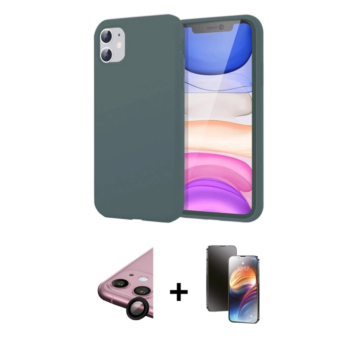 MARSİLYAN™- iPhone 11 Kılıf Kozmos Yansıma Özel Seri - Siyah 3D Antistatik Mat Seramik Nano Ekran Koruyucu + Raze Metal Kamera Lens - SH