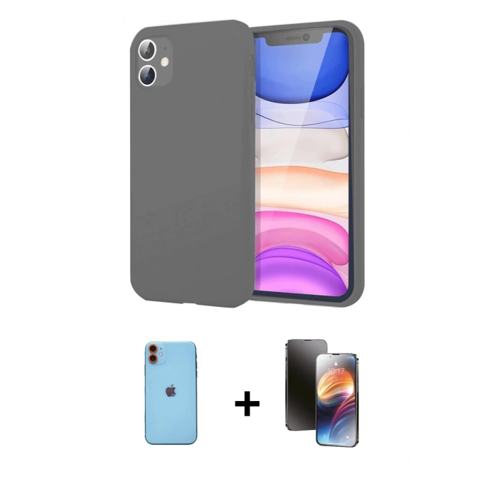 MARSİLYAN™- iPhone 11 Kılıf Kozmos Yansıma Özel Seri - Siyah 3D Antistatik Mat Seramik Nano Ekran Koruyucu + Neon Fosforlu Kamera Lens - TU
