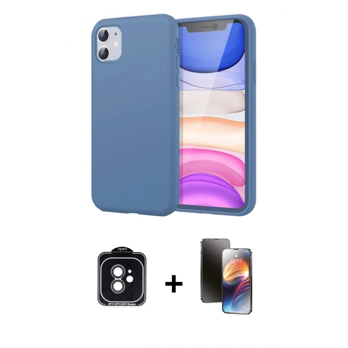 MARSİLYAN™- iPhone 11 Kılıf Kozmos Yansıma Özel Seri - Siyah 3D Antistatik Mat Seramik Nano Ekran Koruyucu + PVD Metal Kamera Lens - SH
