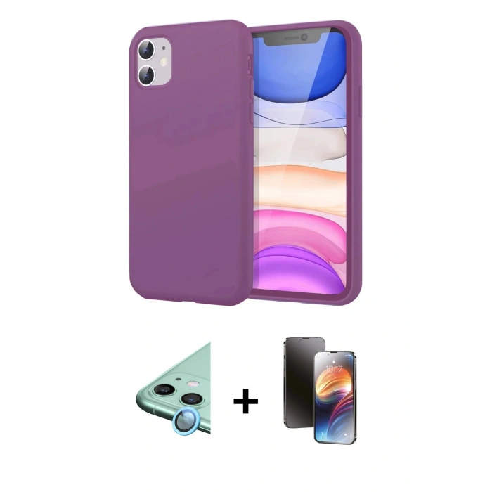 MARSİLYAN™- iPhone 11 Kılıf Kozmos Yansıma Özel Seri - Siyah 3D Antistatik Mat Seramik Nano Ekran Koruyucu + Raze Metal Kamera Lens - MI