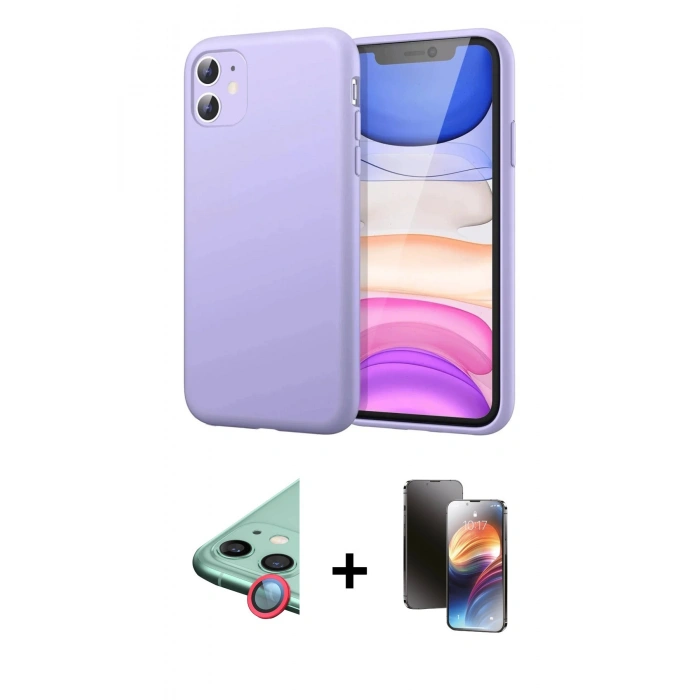 MARSİLYAN™- iPhone 11 Kılıf Kozmos Yansıma Özel Seri - Siyah 3D Antistatik Mat Seramik Nano Ekran Koruyucu + Raze Metal Kamera Lens - KI