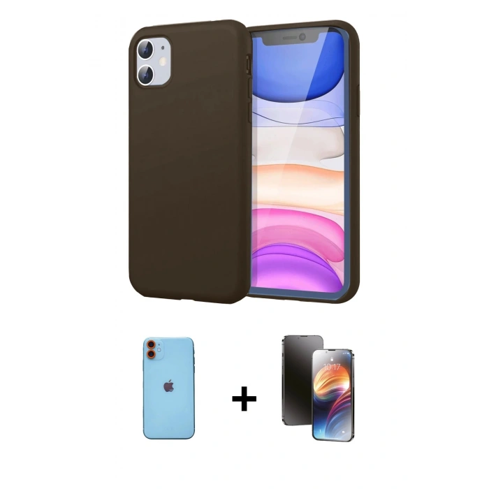 MARSİLYAN™- iPhone 11 Kılıf Kozmos Yansıma Özel Seri - Siyah 3D Antistatik Mat Seramik Nano Ekran Koruyucu + Neon Fosforlu Kamera Lens - TU