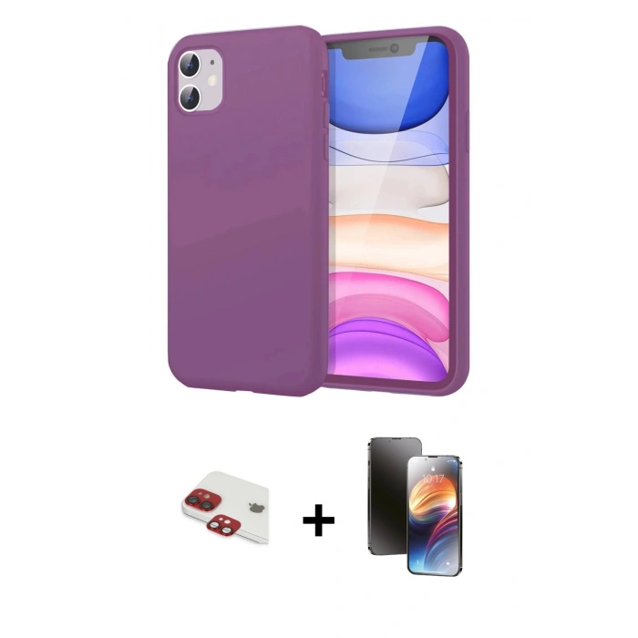 MARSİLYAN™- iPhone 11 Kılıf Kozmos Yansıma Özel Seri - Siyah 3D Antistatik Mat Seramik Nano Ekran Koruyucu + Pers Alüminyum Kamera Lens - KI