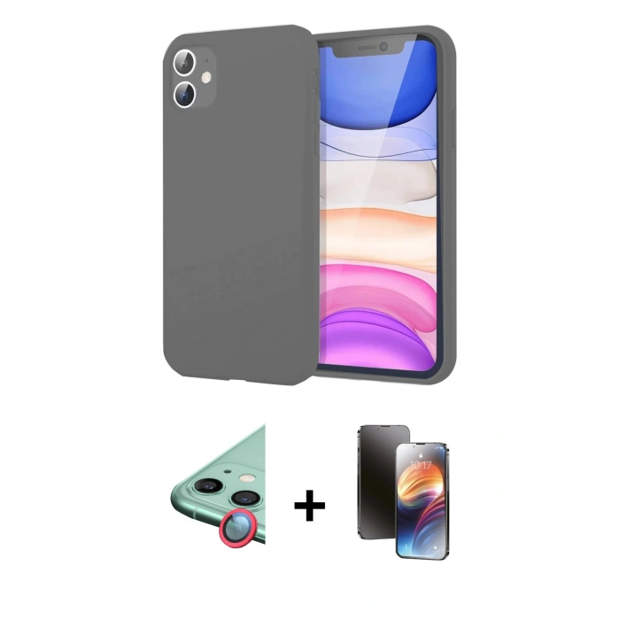 MARSİLYAN™- iPhone 11 Kılıf Kozmos Yansıma Özel Seri - Siyah 3D Antistatik Mat Seramik Nano Ekran Koruyucu + Raze Metal Kamera Lens - KI