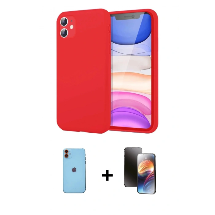 MARSİLYAN™- iPhone 11 Kılıf Kozmos Yansıma Özel Seri - Siyah 3D Antistatik Mat Seramik Nano Ekran Koruyucu + Neon Fosforlu Kamera Lens - TU