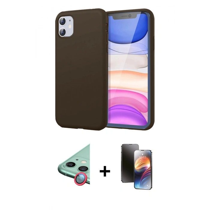 MARSİLYAN™- iPhone 11 Kılıf Kozmos Yansıma Özel Seri - Siyah 3D Antistatik Mat Seramik Nano Ekran Koruyucu + Raze Metal Kamera Lens - KI