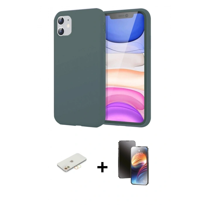 MARSİLYAN™- iPhone 11 Kılıf Kozmos Yansıma Özel Seri - Siyah 3D Antistatik Mat Seramik Nano Ekran Koruyucu + Renkli Kamera Lens Koruma Cam - SI