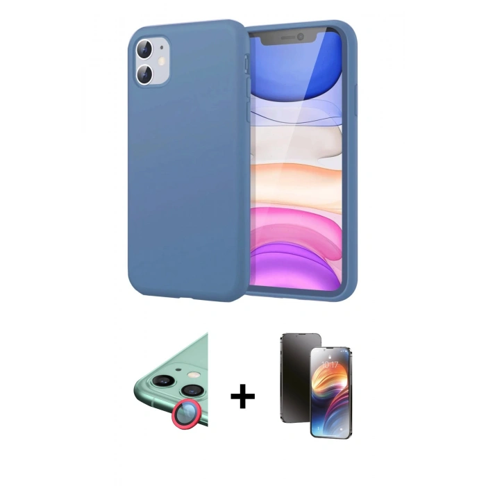 MARSİLYAN™- iPhone 11 Kılıf Kozmos Yansıma Özel Seri - Siyah 3D Antistatik Mat Seramik Nano Ekran Koruyucu + Raze Metal Kamera Lens - KI