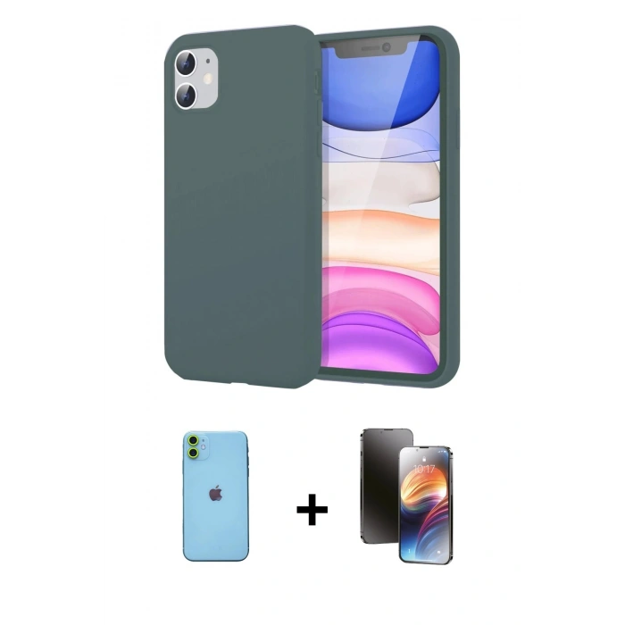 MARSİLYAN™- iPhone 11 Kılıf Kozmos Yansıma Özel Seri - Siyah 3D Antistatik Mat Seramik Nano Ekran Koruyucu + Neon Fosforlu Kamera Lens - YL