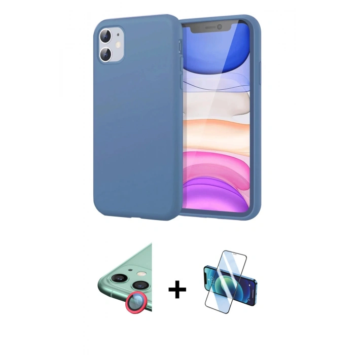 MARSİLYAN™- iPhone 11 Kılıf Kozmos Yansıma Özel Seri - Siyah 3D Antistatik Seramik Nano Ekran Koruyucu + Kırmızı Raze Metal Kamera Lens