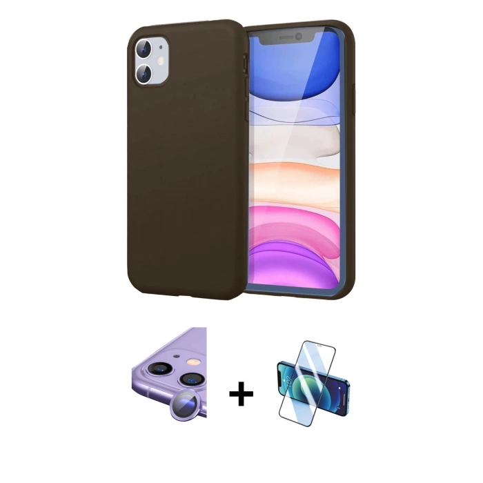 MARSİLYAN™- iPhone 11 Kılıf Kozmos Yansıma Özel Seri - Siyah 3D Antistatik Seramik Nano Ekran Koruyucu + Raze Metal Kamera Lens - MR