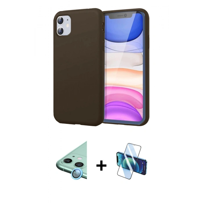 MARSİLYAN™- iPhone 11 Kılıf Kozmos Yansıma Özel Seri - Siyah 3D Antistatik Seramik Nano Ekran Koruyucu + Raze Metal Kamera Lens - MI