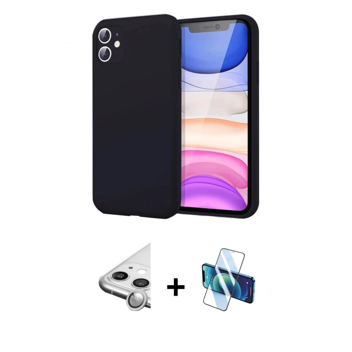 MARSİLYAN™- iPhone 11 Kılıf Kozmos Yansıma Özel Seri - Siyah 3D Antistatik Seramik Nano Ekran Koruyucu + Raze Metal Kamera Lens - GS