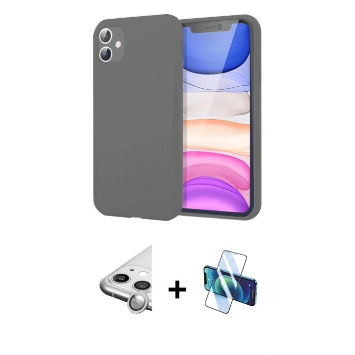 MARSİLYAN™- iPhone 11 Kılıf Kozmos Yansıma Özel Seri - Siyah 3D Antistatik Seramik Nano Ekran Koruyucu + Raze Metal Kamera Lens - GS