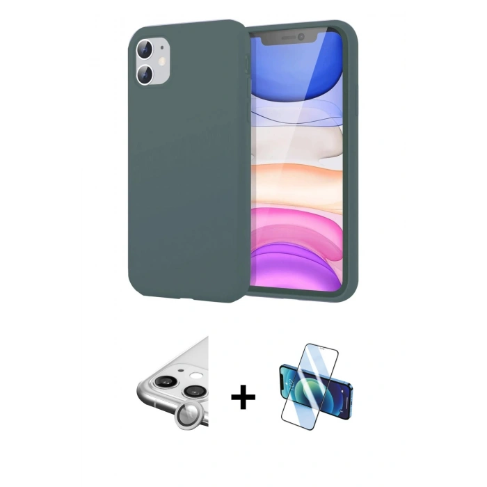 MARSİLYAN™- iPhone 11 Kılıf Kozmos Yansıma Özel Seri - Siyah 3D Antistatik Seramik Nano Ekran Koruyucu + Raze Metal Kamera Lens - GS