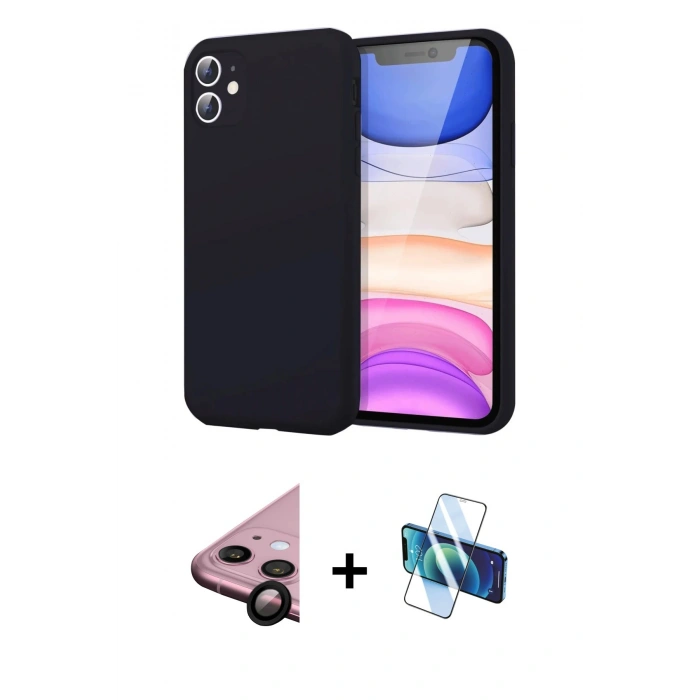 MARSİLYAN™- iPhone 11 Kılıf Kozmos Yansıma Özel Seri - Siyah 3D Antistatik Seramik Nano Ekran Koruyucu + Raze Metal Kamera Lens - SH