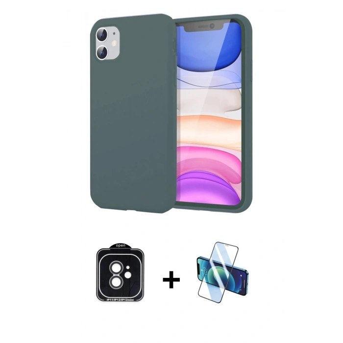 MARSİLYAN™- iPhone 11 Kılıf Kozmos Yansıma Özel Seri - Siyah 3D Antistatik Seramik Nano Ekran Koruyucu + PVD Metal Kamera Lens - SH