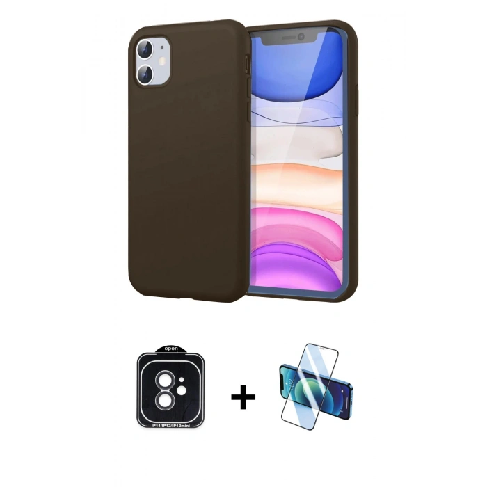 MARSİLYAN™- iPhone 11 Kılıf Kozmos Yansıma Özel Seri - Siyah 3D Antistatik Seramik Nano Ekran Koruyucu + PVD Metal Kamera Lens - SH