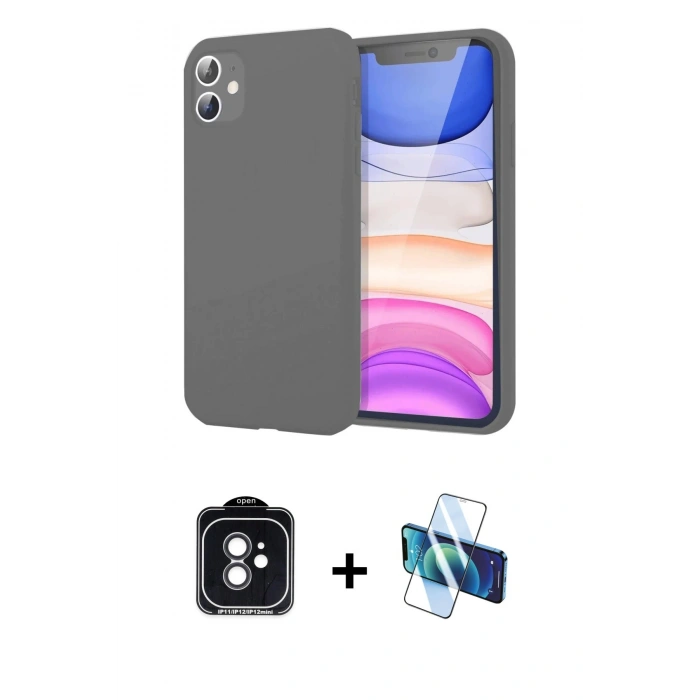 MARSİLYAN™- iPhone 11 Kılıf Kozmos Yansıma Özel Seri - Siyah 3D Antistatik Seramik Nano Ekran Koruyucu + PVD Metal Kamera Lens - SH