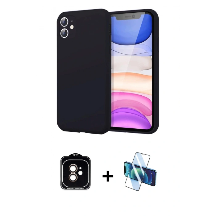 MARSİLYAN™- iPhone 11 Kılıf Kozmos Yansıma Özel Seri - Siyah 3D Antistatik Seramik Nano Ekran Koruyucu + PVD Metal Kamera Lens - TU