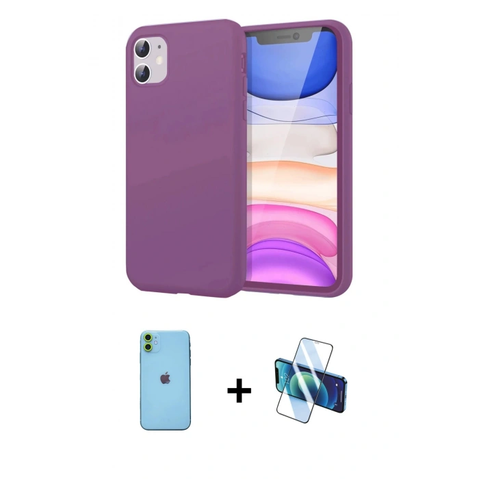 MARSİLYAN™- iPhone 11 Kılıf Kozmos Yansıma Özel Seri - Siyah 3D Antistatik Seramik Nano Ekran Koruyucu + Neon Fosforlu Kamera Lens - YL