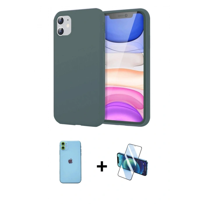 MARSİLYAN™- iPhone 11 Kılıf Kozmos Yansıma Özel Seri - Siyah 3D Antistatik Seramik Nano Ekran Koruyucu + Neon Fosforlu Kamera Lens - YL