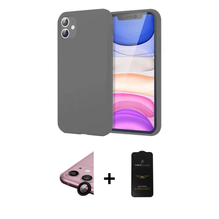 MARSİLYAN™- iPhone 11 Kılıf Kozmos Yansıma Özel Seri - Siyah 6D Antistatik Mat Seramik Hayalet Nano Ekran Koruyucu + Raze Metal Kamera Lens - SH