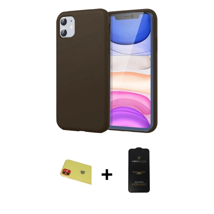 MARSİLYAN™- iPhone 11 Kılıf Kozmos Yansıma Özel Seri - Siyah 6D Antistatik Mat Seramik Hayalet Nano Ekran Koruyucu + Rainbow Kamera Lens Koruma Cam - KI
