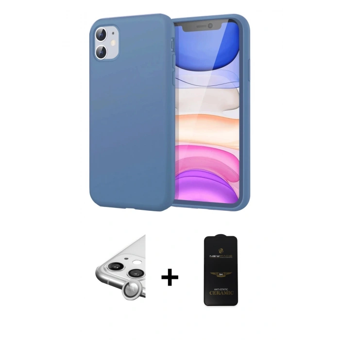 MARSİLYAN™- iPhone 11 Kılıf Kozmos Yansıma Özel Seri - Siyah 6D Antistatik Mat Seramik Hayalet Nano Ekran Koruyucu + Raze Metal Kamera Lens - GS