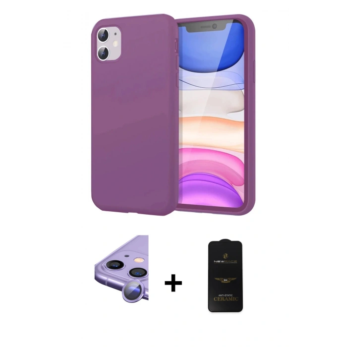 MARSİLYAN™- iPhone 11 Kılıf Kozmos Yansıma Özel Seri - Siyah 6D Antistatik Mat Seramik Hayalet Nano Ekran Koruyucu + Raze Metal Kamera Lens - MR