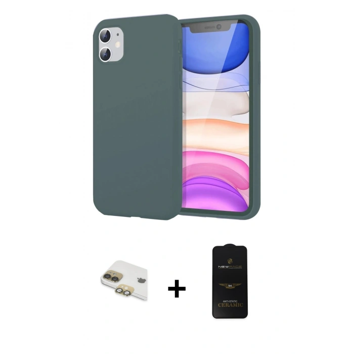 MARSİLYAN™- iPhone 11 Kılıf Kozmos Yansıma Özel Seri - Siyah 6D Antistatik Mat Seramik Hayalet Nano Ekran Koruyucu + Pers Alüminyum Kamera Lens - GD