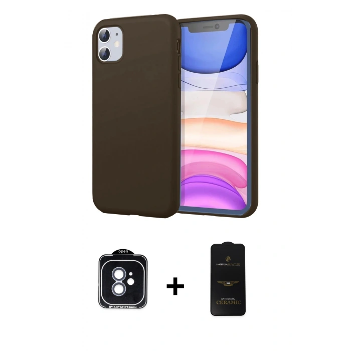 MARSİLYAN™- iPhone 11 Kılıf Kozmos Yansıma Özel Seri - Siyah 6D Antistatik Mat Seramik Hayalet Nano Ekran Koruyucu + PVD Metal Kamera Lens - MI