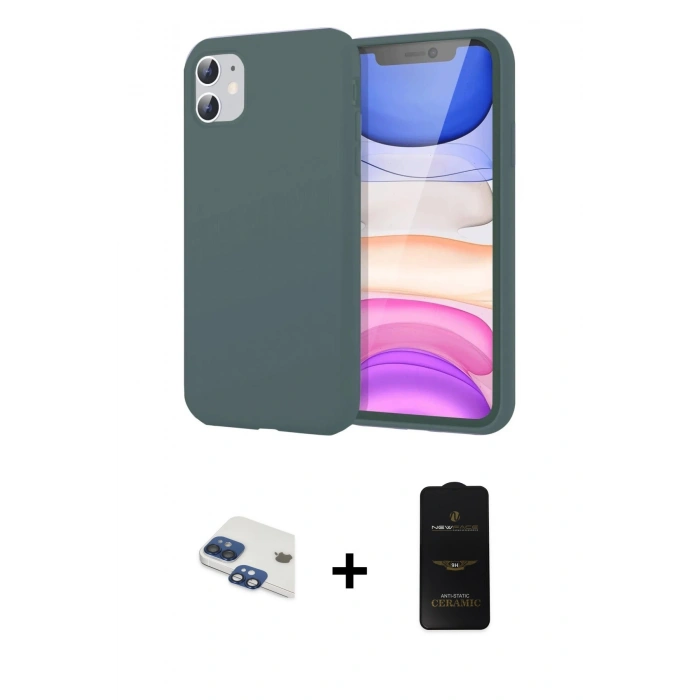 MARSİLYAN™- iPhone 11 Kılıf Kozmos Yansıma Özel Seri - Siyah 6D Antistatik Mat Seramik Hayalet Nano Ekran Koruyucu + Pers Alüminyum Kamera Lens - LT