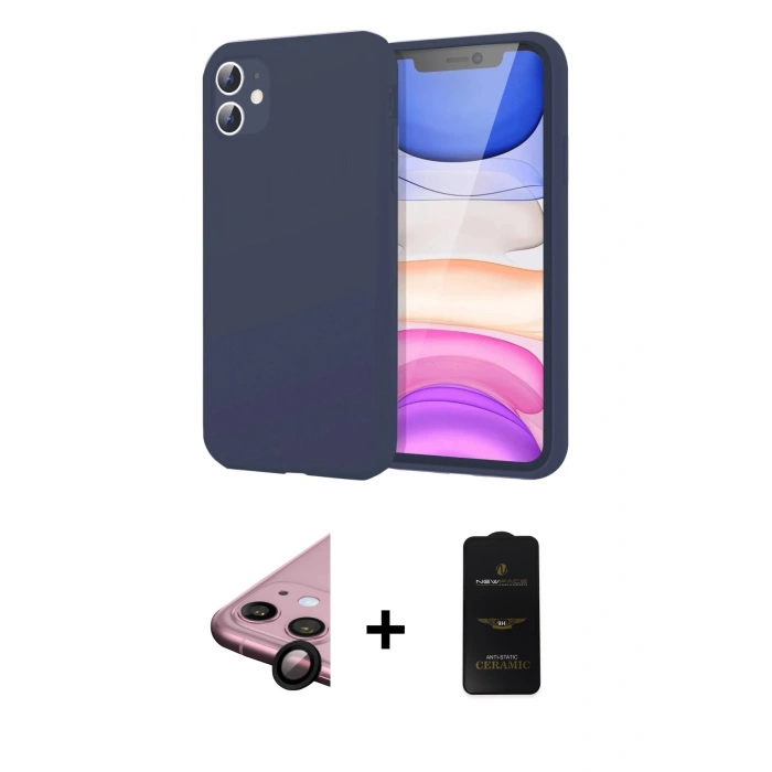 MARSİLYAN™- iPhone 11 Kılıf Kozmos Yansıma Özel Seri - Siyah 6D Antistatik Mat Seramik Hayalet Nano Ekran Koruyucu + Raze Metal Kamera Lens - SH