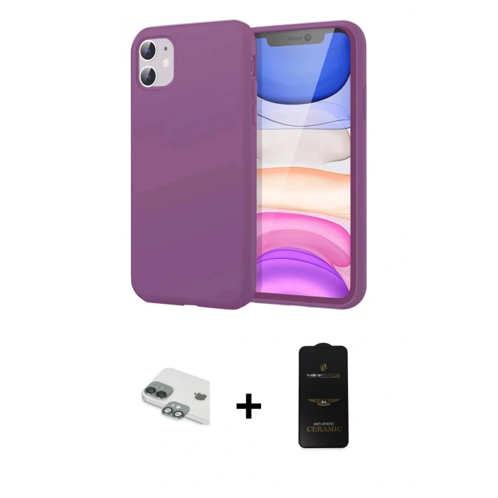 MARSİLYAN™- iPhone 11 Kılıf Kozmos Yansıma Özel Seri - Siyah 6D Antistatik Mat Seramik Hayalet Nano Ekran Koruyucu + Pers Alüminyum Kamera Lens - YL